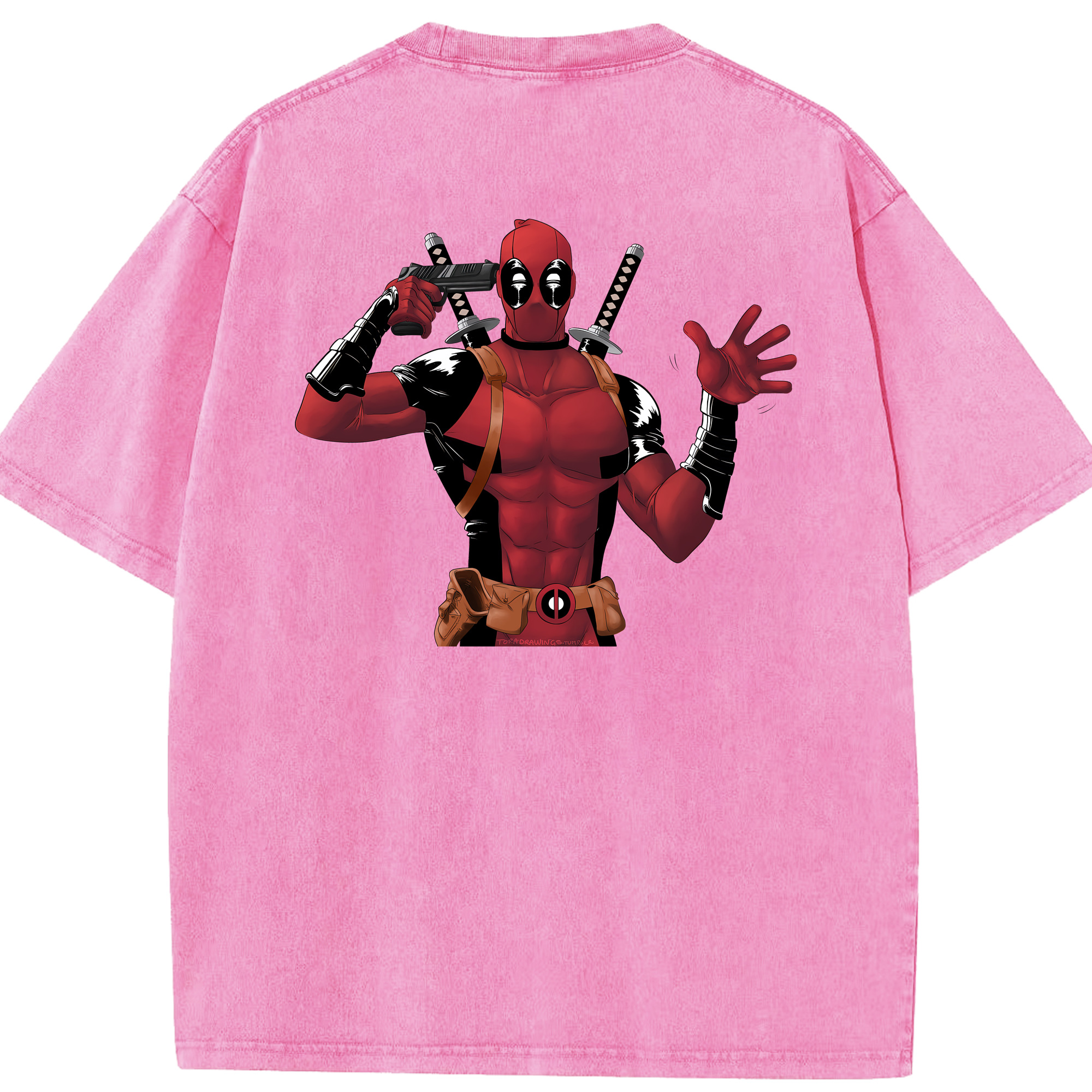 （画像用） Deadpool デッドプール 綿100% ヴィンテージ風 半袖Tシャツ（背面プリント）